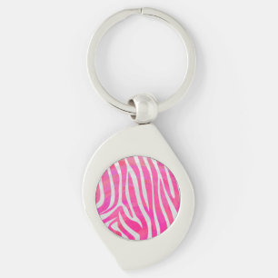 Zebra Hot Rosa und White Print Schlüsselanhänger