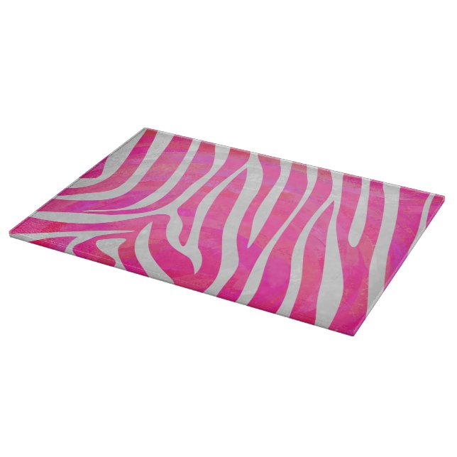 Zebra Hot Rosa und White Print Schneidebrett (Ecke)