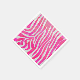 Zebra Hot Rosa und White Print Serviette