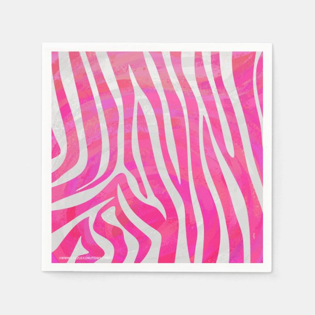 Zebra Hot Rosa und White Print Serviette (Vorderseite)