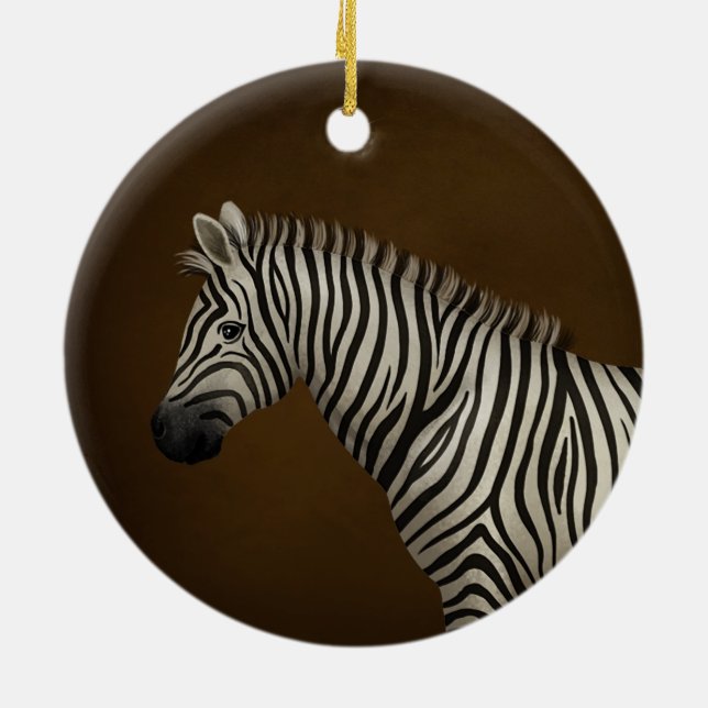 Zebra Illustration Exotische Tierwelt Keramik Ornament (Hinten)