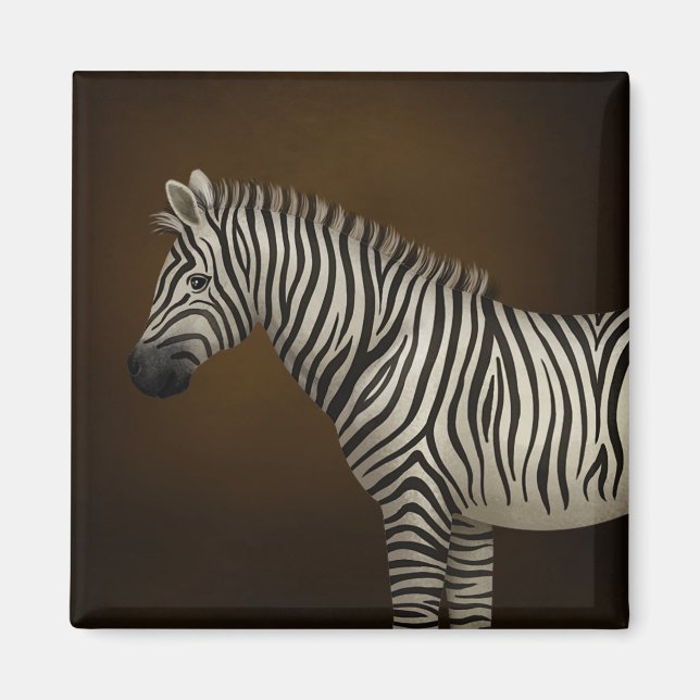 Zebra Illustration Exotische Tierwelt Magnet (Vorne)