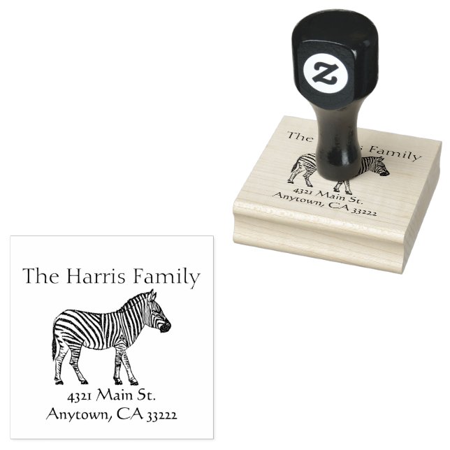 Zebra Illustration Personalisiert Gummistempel (Stempel)