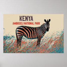Zebra im Amboseli-Nationalpark, Kenia Poster