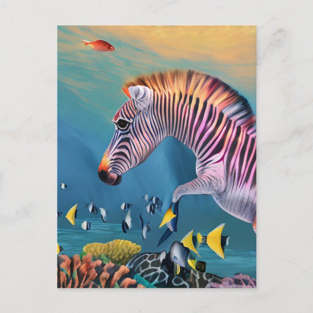 Zebra im Ozean Postkarte (Vorderseite)