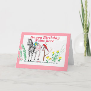 Zebra im Salon, Sonniger Geburtstag, für sie. Karte