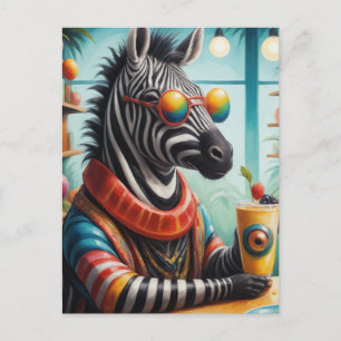 Zebra im Smoothie Shop Postkarte