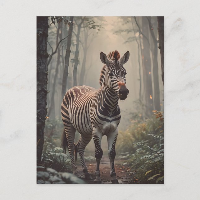 Zebra im Wald Postkarte (Vorderseite)