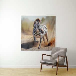 Zebra im Wilden Dramatischen Sonnenuntergang Wandteppich