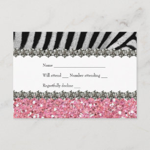 Zebra Imitats Kristall Rosa Glitzer UAWG RSVP Karte