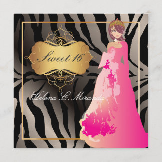 ZEBRA IMITATS SILVER/Sweet 16/ Quinceañera Einladung