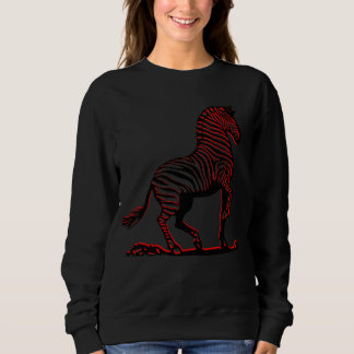 Zebra in Abstrakt Schwarz und Rot Sweatshirt