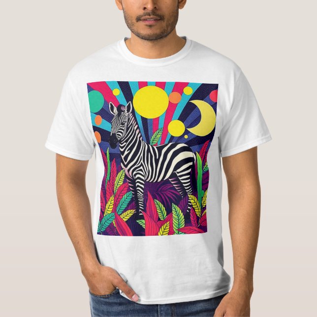 Zebra in Blattwerk T-Shirt (Vorderseite)