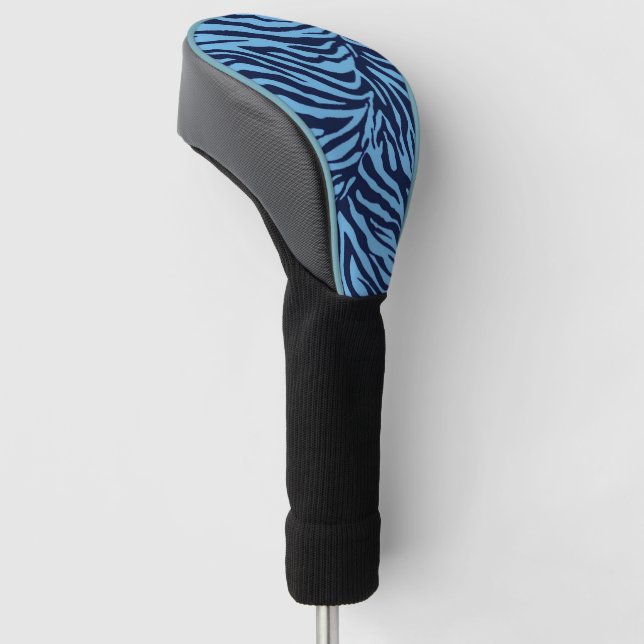 Zebra in blau gestreiften Tierdrucken Golf Headcover (angewinkelt)