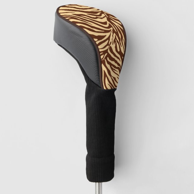 Zebra in braunem Streifen Golf Headcover (angewinkelt)