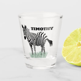 Zebra in der grasrealistischen Illustration Schnapsglas