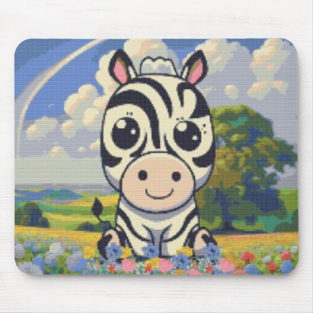 Zebra in einem Blume Patch! Mousepad (Vorne)
