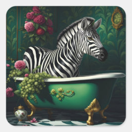 Zebra in einer Badewanne Quadratischer Aufkleber