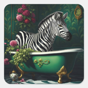Zebra in einer Badewanne Quadratischer Aufkleber