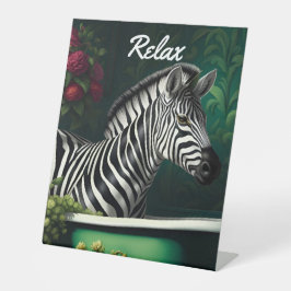 Zebra in einer Badewanne Relax Sockelschild