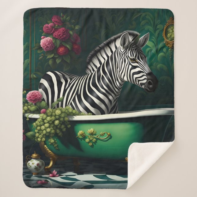 Zebra in einer Badewanne Sherpadecke (Vorderseite)