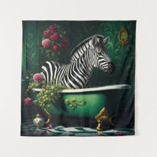 Zebra in einer Badewanne Wandteppich
