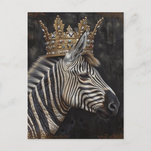 Zebra in einer Goldkrone Postkarte (Vorderseite)