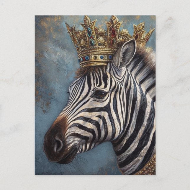 Zebra in einer Krone Postkarte (Vorderseite)