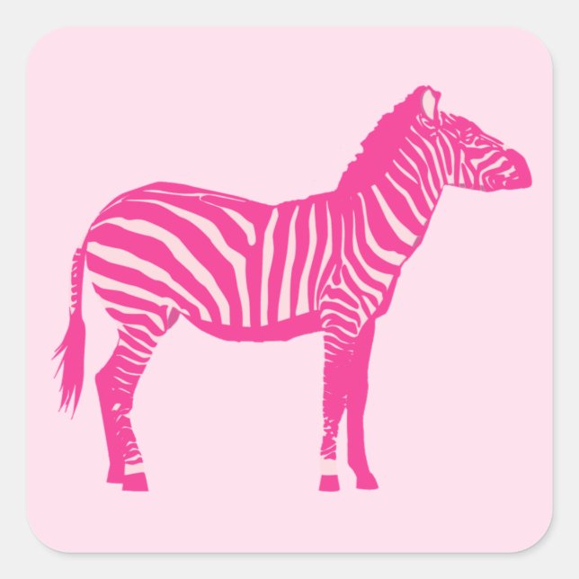 Zebra in Fuchsia und Hellrosa Streifen Square Sti Quadratischer Aufkleber (Vorderseite)