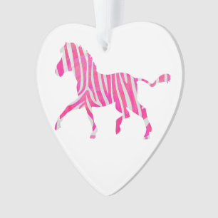 Zebra in Hellrosa und weiße Silhouette Ornament