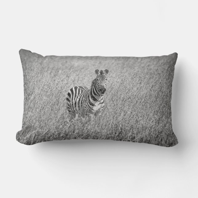 Zebra in hohem Gras Lendenkissen (Vorderseite)