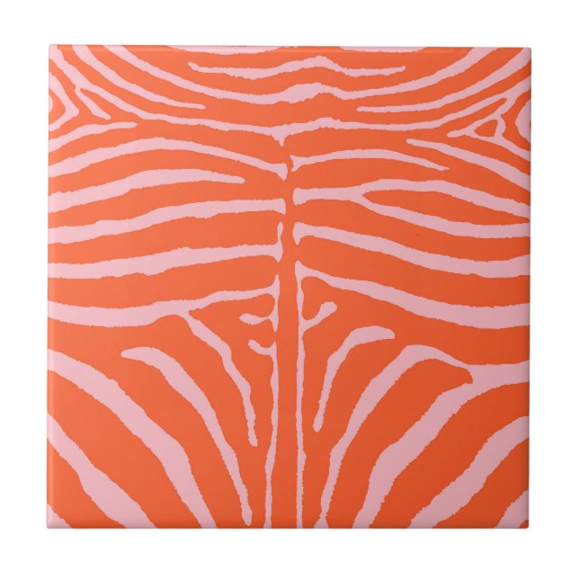 Zebra in Rosa und Orange Fliese (Vorderseite)