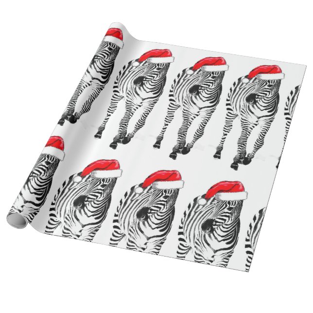 Zebra in Santa Verpackungspapier Geschenkpapier (Ungerollt)