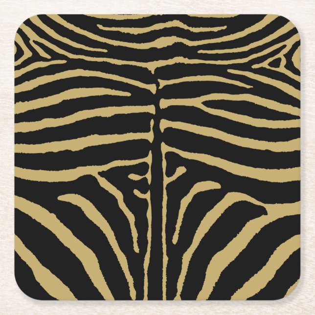 Zebra in Schwarz und Gold Rechteckiger Pappuntersetzer (Vorderseite)