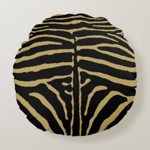 Zebra in Schwarz und Gold Rundes Kissen