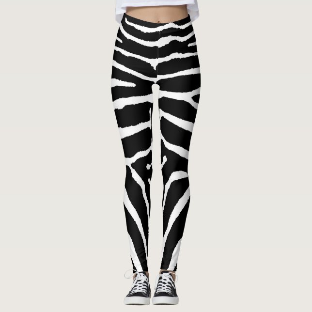 Zebra in Schwarz und Weiß Leggings (Vorderseite)