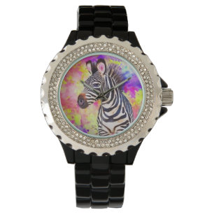 Zebra in Wasserfarbe Armbanduhr