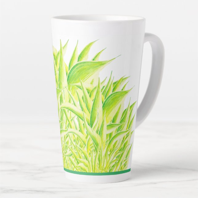 Zebra Iris auf einer großen Latte-Tasse Milchtasse (Rechte Ecke)