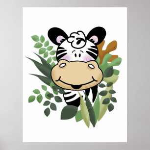 Zebra Jungle Art Print Poster