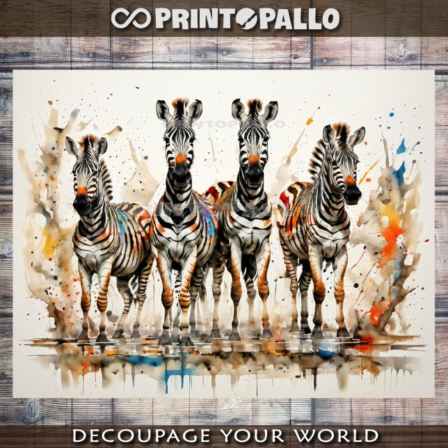 Zebra Jungle Gang im Aquarellwasser - Seidenpapier (Von Creator hochgeladen)