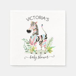 Zebra Jungle Gender Reveal Baby Shower Serviette