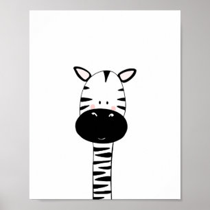 Zebra-Kinderzimmer-Druck Schwarz-Weiß moderner Zoo Poster