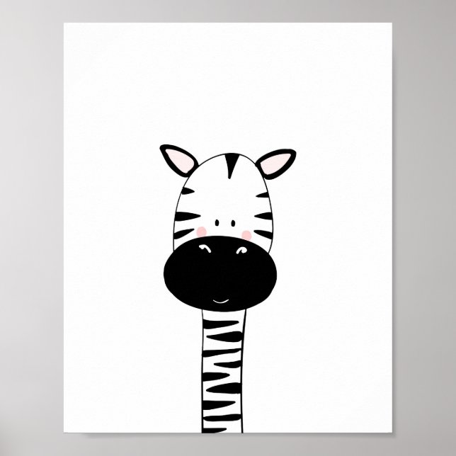 Zebra Kinderzimmer Print Schwarz-Weiß modernen Zoo Poster (Vorne)