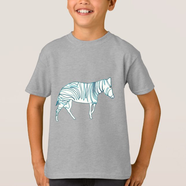 Zebra-Kontur Zeichnete Aquamarin auf Tee Shirts (Vorderseite)
