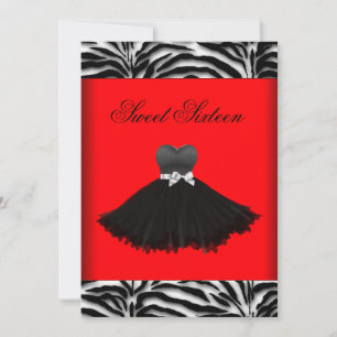 Zebra-Kronleuchter Roter Zebra Sweet Sixteen Gebur Einladung