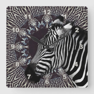 Zebra-Kunst-Acryl-Wanduhr Quadratische Wanduhr