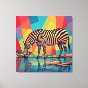 Zebra Kunst in mehrfarbigen Farben und surreales D Leinwanddruck