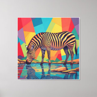 Zebra Kunst in mehrfarbigen Farben und surreales D Leinwanddruck