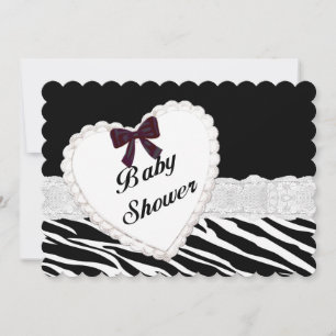 Zebra Lace Heart Baby Shower Einladung