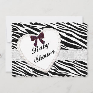 Zebra Lace Heart Baby Shower Einladung
